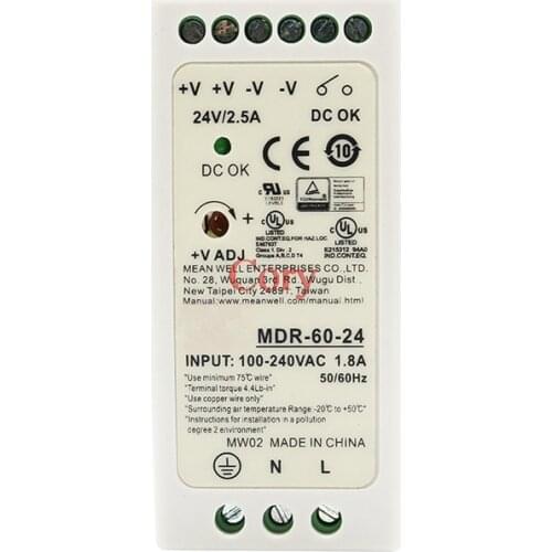 MDR-60 Din Rail Power Supply 60W 12V 5A,Guide switch power supplyAC 110v/220v Transformer To DC 12v 50/60Hz