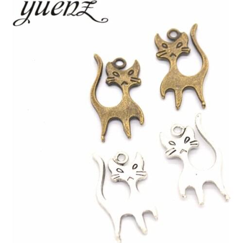 YuenZ 20pcs Cat Charms Metal Pendants for Jewelry Making Bracelet Necklace Jewelry Handmade Crafts 23*12mm D913