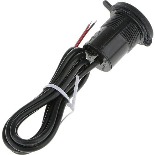Motorcycle 12V 2.1A Cellphone USB Power Socket Charger With Button Black