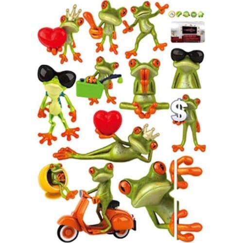 Cartoon Funny 12 Humorous Frog Big Eye Wall Stickers DIY Home Decor Kids Room House Bedroom Living Room Car Sticker Art Mural