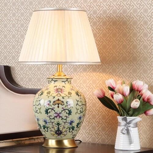 New Chinese ceramic table lamp creative American bedroom bedside lamp living room study Chinese vase