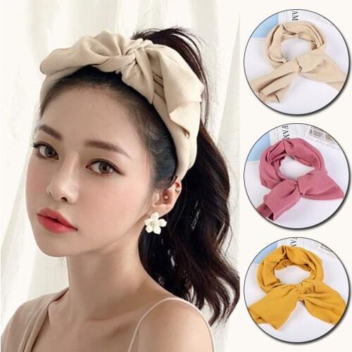 Korean New Women Girls Cross Hair Band Bow Fabric Stretch Headband Autumn and Winter Girls Fashion Headwear Hair Accessories