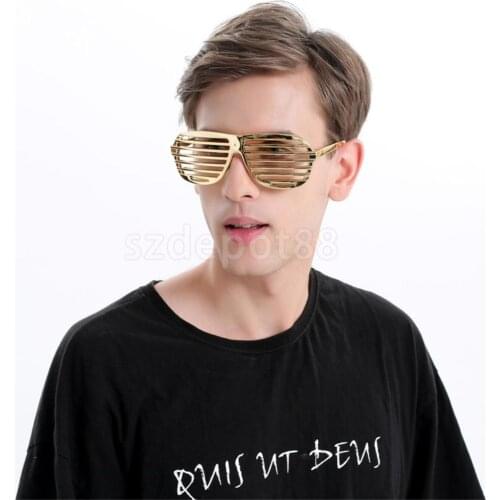 Novelty Gold Shutter Shades Sunglasses Funny Fancy Dress Party Photo Props