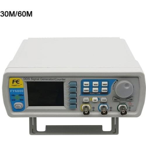 New FY6800 30M/60M DDS Signal Generator Dual Channel 0.01-100MHz Function Arbitrary Waveform Pulse