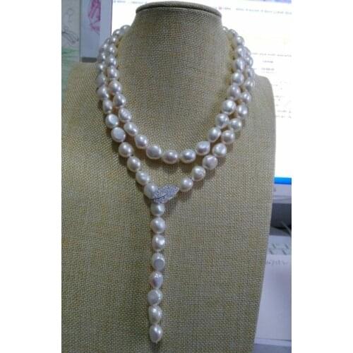 New design 12-13mm natural south sea baroque white pearl necklace 38inch925s