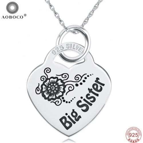 Custom Engraved Necklace, 100% Fine 925 Sterling Silver Heart Pendants Necklaces Fashion Jewelry Gift For Sister GNX14524