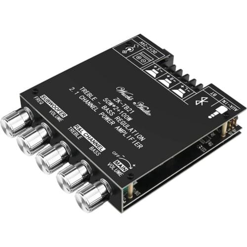 Bluetooth Amplifier Board HiFi Stereo 2.1 TPA3116D2 2X50W+100W 12V-24V Audio Power Amplifier Module