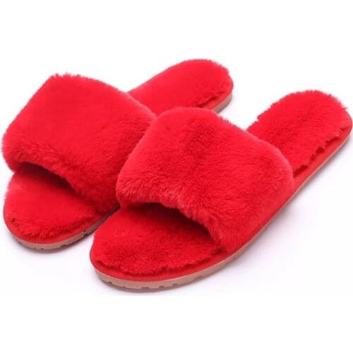 Hot style Korea Europe autumn winter plush flip-flops home slippers lovers parent-child slippers men women Solid-colored cotton