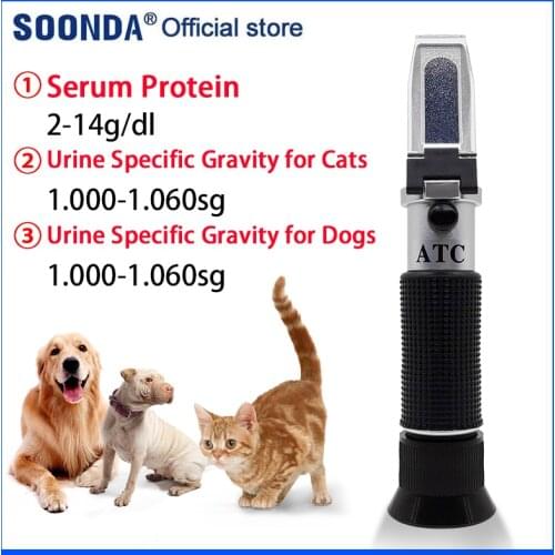 Refractometer Pet Urine Specific Gravity Meter Veterinary Serum Plasma Protein Hemoglobin Tester Cats and Dogs Urine Hydrometer