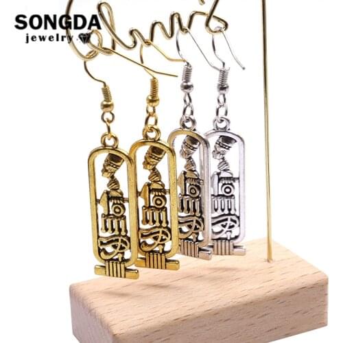 Ancient Egyptian Pharaoh Ear Clip Fish Hook Earrings The Eye Of Horus Silver Gold Drop Earring Retro Fashion Unisex Jewelry Gift