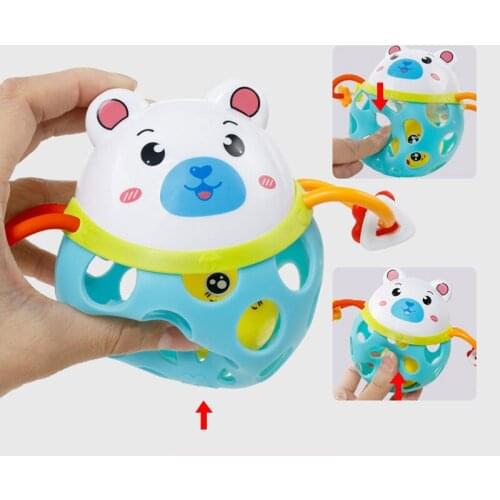 Cute 0-12Months Baby Rattles Toy Soft Plastic Baby Teether Hand Grasping Ball Toys Rattle Early Educational Hand Bell Baby Toys