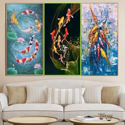 Modern Fish Posters Home Decor Canvas Prints Wall Art Pictures For Living Room Animal Prints Entrance Painting Golden Paintings