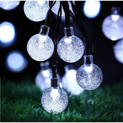 10/20/30/50 LED Crystal Ball LED Solar Powered Lamp LED String Fairy Lights Solar Garlands Garden Christmas Decor Outdoor 8 Mode