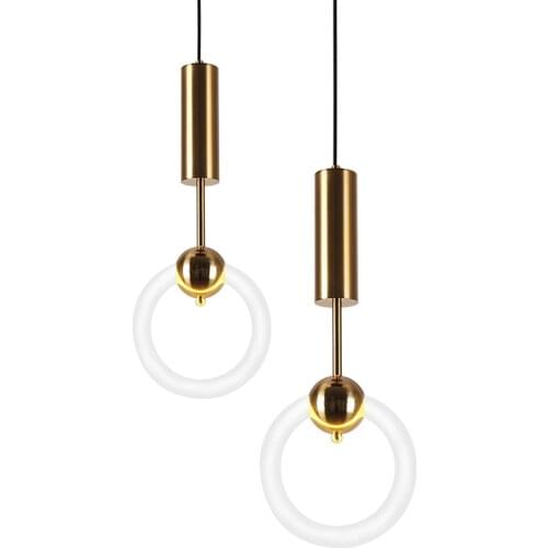 LED Postmodern Iron Glass Lucky Ring Designer Lamparas De Techo Lustre Chandelier Lighting For Foyer Bedroom