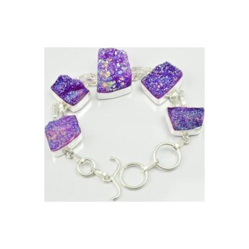 Titanium Druzy Bracelet Silver Overlay over Copper , 20 cm, B2177