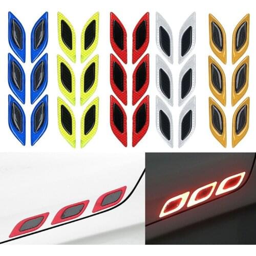 Car Universal Fluorescent Car Reflective Strips Warning Stickers Fender Hood Lampshade Anti-collision Reflective Sticker