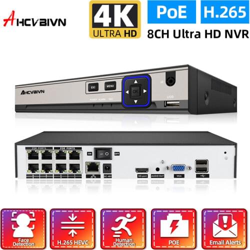 AHCVBIVN HD CCTV 8CH 5MP surveillance DVR POE NVR 8 channel Face-Detection HDMI Standalone security 4G WIFI NVR video recorder