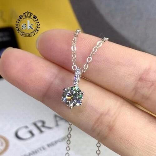 UMQ 18K White Gold Plated Pass Diamond Test Excellent Cut 2 ct D Color Moissanite Snowflake Pendant Necklace Women Chain