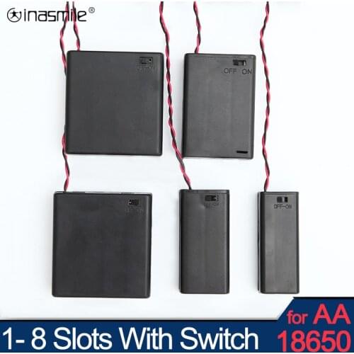 1 2 3 4 6 8 x AA High quality DIY Battery Holder Storage Case Box With Switch&Cover for 18650 AA Batteries Standard Container