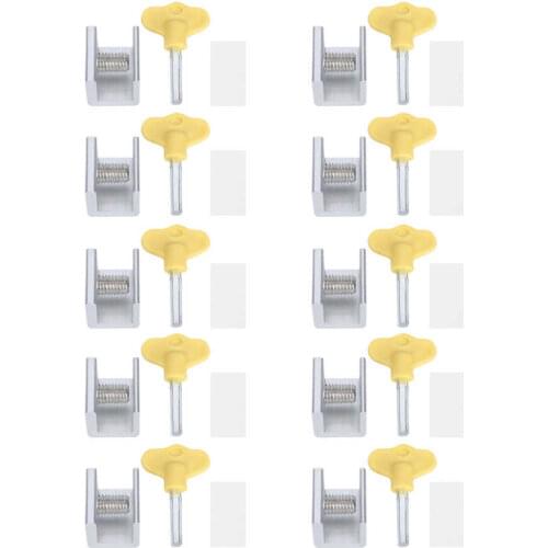 10 Set Sliding Window Safety Lock Aluminum Alloy Security Lock Stopper with Keys Anti-theft Protection Window Cabinet Locks