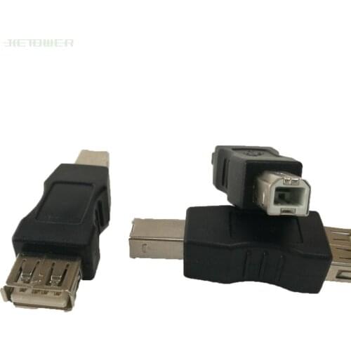 1000pcs USB 2.0 A Female to B Male Adapter Connector AF to BM Converter Portable Black Adapter for PC Computer Phone Printer