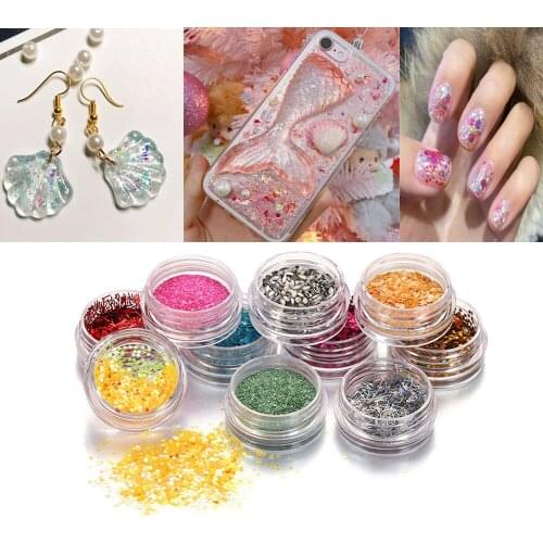 12Bottles Glitter Mold Filling Powders Stuff Decoration Bling Paillette DIY Resin Jewelry Craft Supplies For Silicone Epoxy Mold