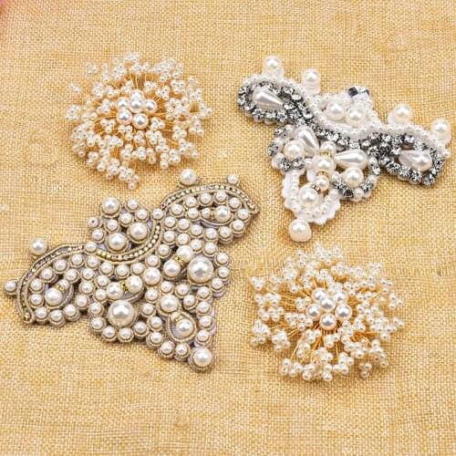 1Pcs/lot Fashion pearl shoes flower shoe buckle diy embroidery lace hot diamond wedding shoes hairpin turban
