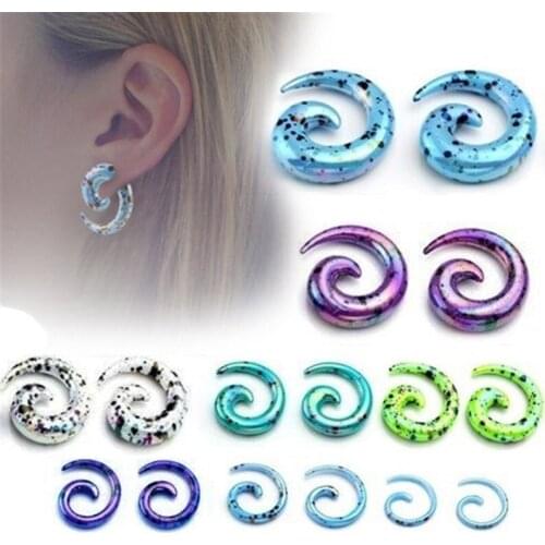 2PCS New Ear Expansion Colorful Ear Plug Tunnel Acrylic Spiral Ear Stretcher Expander Women Men Sexy Body Piercing Jewelry