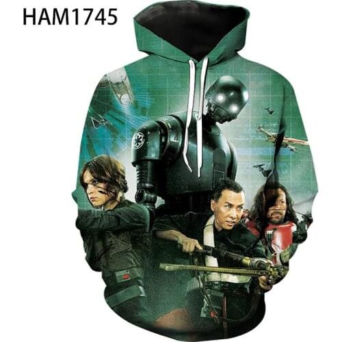 2021 Spring and Summer 3D Hoodie Mens and Womens Rogue One Cartoon Print Sweatshirt Street Fashion Childrens Cool Pullover