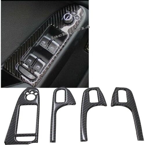4PCS Real Carbon Fiber Door Window switch button Trim For Audi 8K B8 A4 A5 Q5 S4