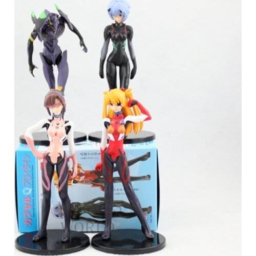 4pcs/set Anime 11cm Ayanami Rei Soryu Asuka Langley Q Version PVC Action Figure Collectible Model Toys Gift Dropshipping Doll
