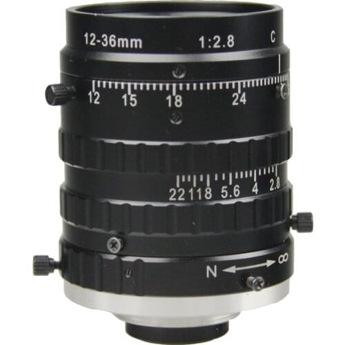 5.0Mega Pixel C-Mount 12-36mm 2/3'' Format low distortion FA/ Machine Vision vari-focal length lenses F2.8 manual Iris
