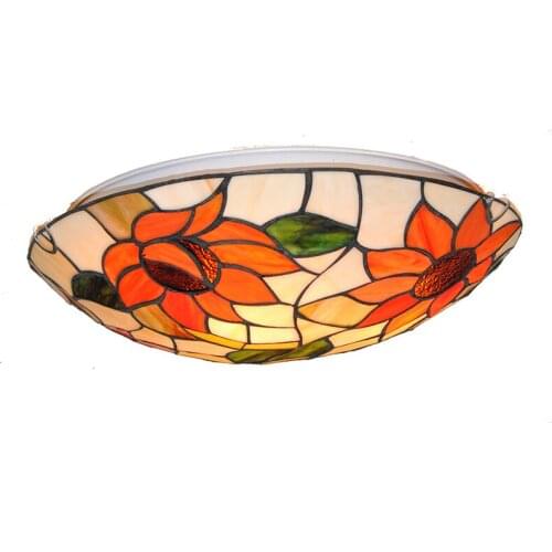 American Garden Sunflower Bedroom Balcony Foyer Ceiling Lights European Retro Style Stained Glass Originality Porch Light CL293