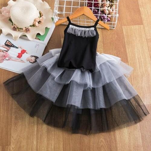 Sleeveless Lace Tulle Dresses For Girls Kids Cake Layer Tutu Party Vestidos Elegant Wedding Tutu Clothes Children Princess Dress