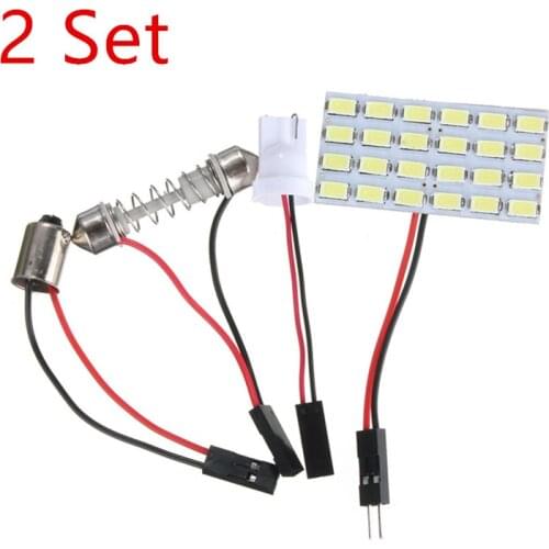 2 Set DC12V 24 LED 5730 SMD Light Panel Board Pure White Auto Interior Reading Map BA9S Festoon Lamp Bulb Dropshipping