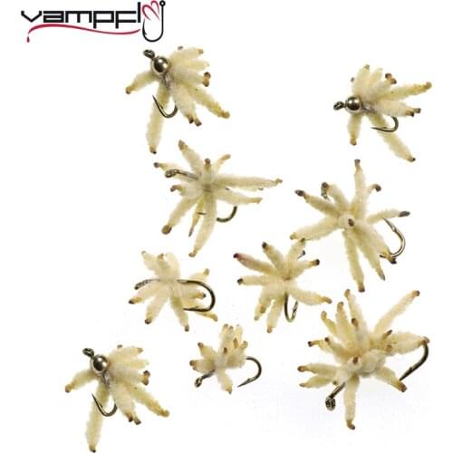 Vampfly 10pcs Ultra Maggots Fly Maggots Cluster Fresh Water Fishes Lure for Carp Fly Fishing Worm Bait #10 #12 #14 #16 #18 #20