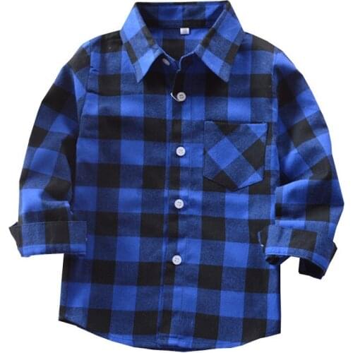 Toddler Boys Plaid Shirts Spring Autumn Baby Boy Cotton Shirt England Style Long Sleeve Kids Blouses For Boys Children Cardigan