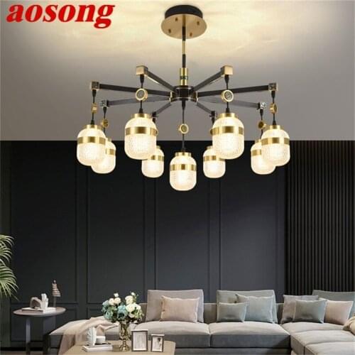 AOSONG Brass Pendant Light Modern Luxury LED Branch Lamp Fixtures For Home Dining Living Room Decoration