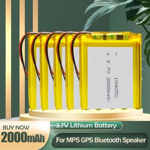 104050 3.7V 2000mAh Lithium Polymer Li-Po Rechargeable Battery For GPS MP3 MP4 LED Fan Bluetooth Headset Audio Beauty Instrument