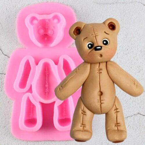 Cute Bear Silicone Mold Confectionery Fondant Molds DIY Cupcake Topper Chocolate Gumpaste Mould Baby Party Cake Decorating Tools