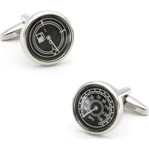 Mens Tachometer Cuff Links Copper Material Black Color