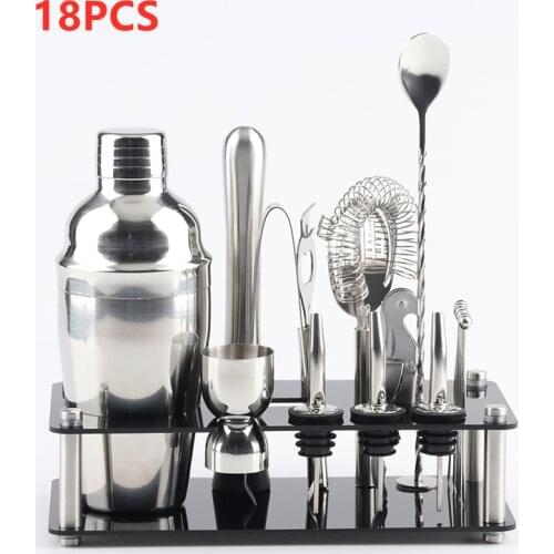 18 Pcs Cocktail Shaker Making Set Bartender Kit with Stand Tools Martini Boston Shaker for Drink Home Party Bar Wine Accessories