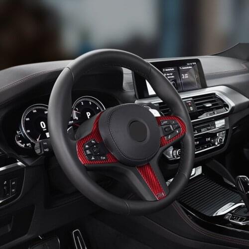Red Glass fiber Steering wheel trim cover Car interior Auto Parts For BMW G20 G28 325i 330i