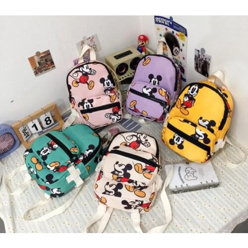 New Disney Genuine Backpack Mickey Mouse Minnie Nylon Teenagers School Bags Cute Girls Travel Bag Detachable Two-piece Set Gift