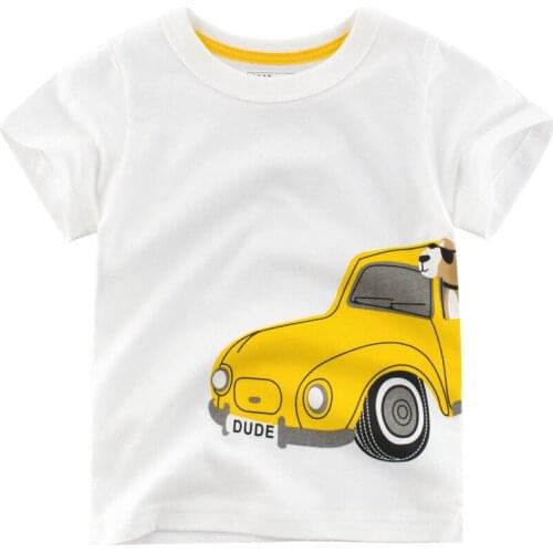 OKLADY 2019 Summer Baby T-Shirt Car Print White Tshirts Toddler Boy Girl Cotton Soft Cheap Tee Shirts Kid Cute T Shirt 12M 1-10T
