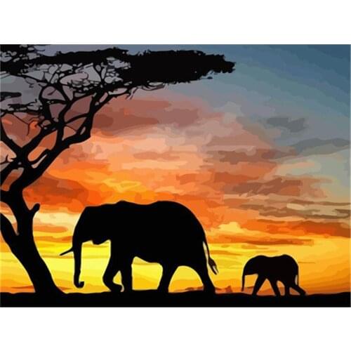 Landscape Elephant Animal DIY 11CT Cross Stitch Embroidery Kits Craft Needlework Set Cotton Thread Printed Dropshipping