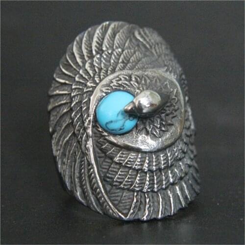 Support Dropship Size 8-13 Huge Eagle Ring 316L Stainless Steel Jewelry Band Party blue Eye Ring