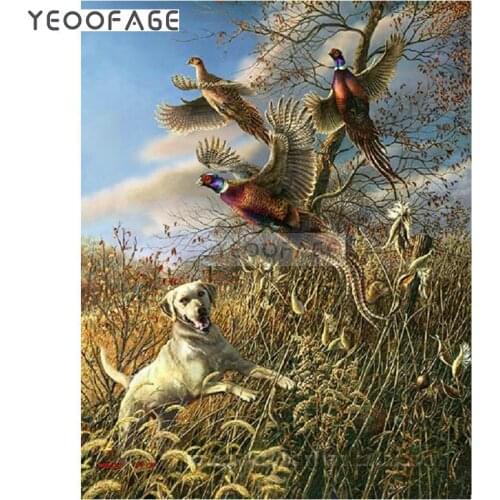 Full,Diamond Embroidery,pheasant,dog,pattern Diamond Painting,Cross Stitch,5D,Diamond Mosaic,Needlework,Crafts,Holiday,Gift