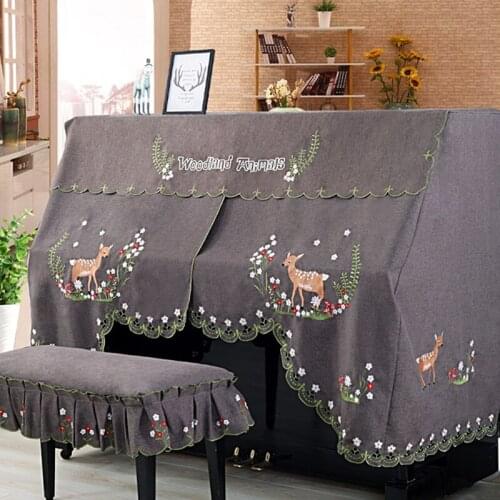Half and Full Piano Cover with Stool Cover Style Contains Romantic Natural Rural Cartoon European Lace Dust-Proof Piano Covers