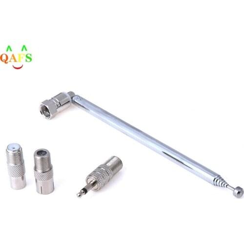3.5mm F Type Radio Telescopic Aerial Expansion Antenna 76cm Radio Telescope Antenna 7 Section With 3 Adapter